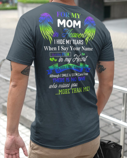 Personalized Memorial T-Shirt for Mom in Heaven - In Loving Memory Shirt, Miss You Mom Gift (SKUMOM) SUN00
