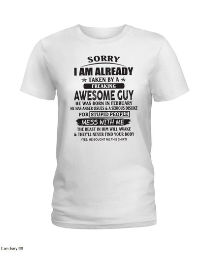 February - Awesome guy - The special gift for your girlfriend, wife - (SORRY-GUYS) - SUN02