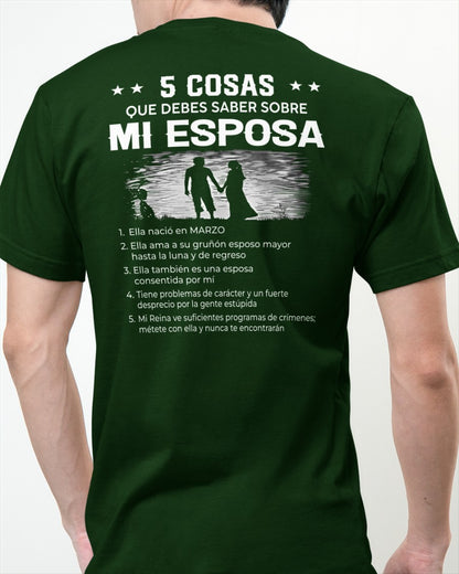 Marzo - Camiseta para esposo - Regalo perfecto de su esposa para San Valentín, aniversario o cumpleaños - (SKU2602-15-03) SUN03