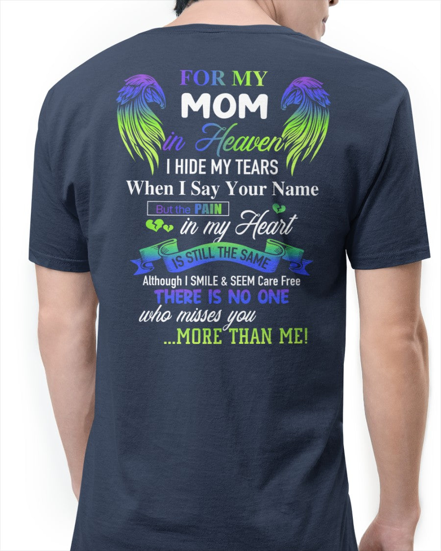 Personalized Memorial T-Shirt for Mom in Heaven - In Loving Memory Shirt, Miss You Mom Gift (SKUMOM) SUN00