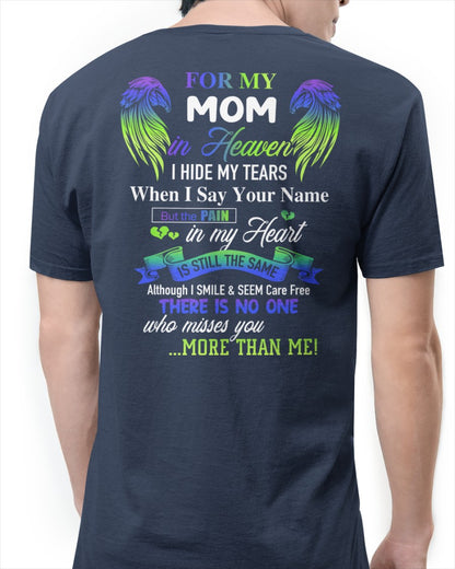 Personalized Memorial T-Shirt for Mom in Heaven - In Loving Memory Shirt, Miss You Mom Gift (SKUMOM) SUN00