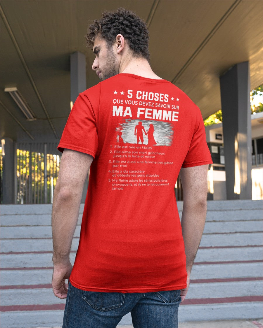 Mars - T-shirt humoristique pour mari - Cadeau Saint-Valentin, anniversaire, fête et occasions spéciales, offert par son épouse - (SKU26T-01308-03) SUN03