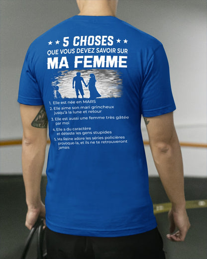 Mars - T-shirt humoristique pour mari - Cadeau Saint-Valentin, anniversaire, fête et occasions spéciales, offert par son épouse - (SKU26T-01308-03) SUN03
