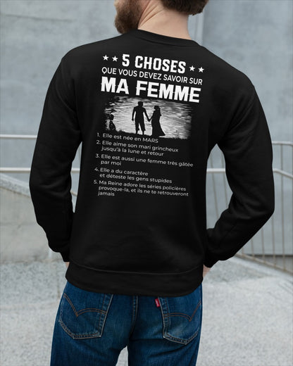 Mars - T-shirt humoristique pour mari - Cadeau Saint-Valentin, anniversaire, fête et occasions spéciales, offert par son épouse - (SKU26T-01308-03) SUN03