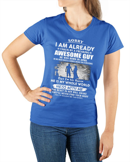 April - Funny Gift T-Shirt for Girlfriend or Wife - Anniversary, Birthday & Holiday Present from Boyfriend or Husband (SKU11-50-04) - SUN04