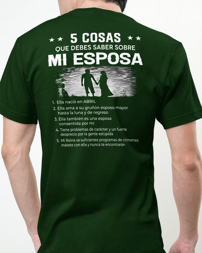 Abril - Camiseta para esposo - Regalo perfecto de su esposa para San Valentín, aniversario o cumpleaños - (SKU2602-15-04) SUN04