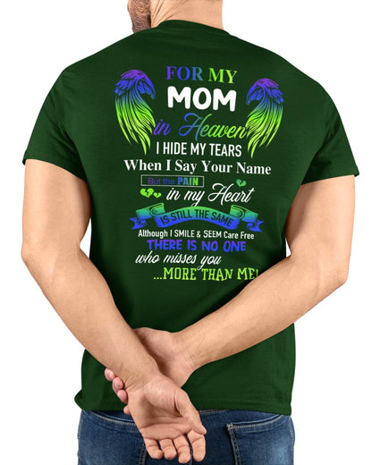 Personalized Memorial T-Shirt for Mom in Heaven - In Loving Memory Shirt, Miss You Mom Gift (SKUMOM) SUN00