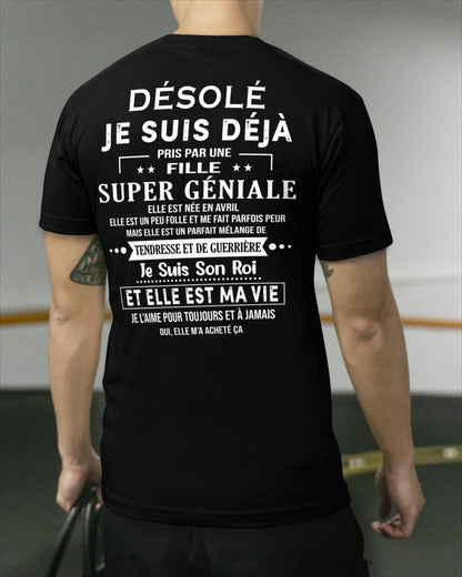 Désolé les filles, je suis déjà pris - Ma copine est folle et adorable - Cadeau spécial pour votre petit ami ou mari - (SKU04-111-04) - SUN04