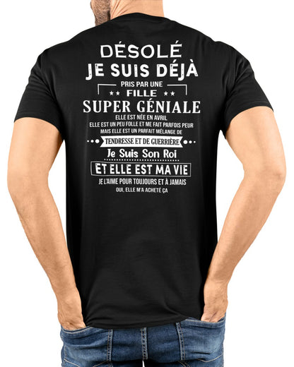 Désolé les filles, je suis déjà pris - Ma copine est folle et adorable - Cadeau spécial pour votre petit ami ou mari - (SKU04-111-04) - SUN04