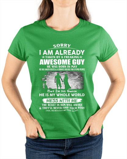 May - Funny Gift T-Shirt for Girlfriend or Wife - Anniversary, Birthday & Holiday Present from Boyfriend or Husband (SKU11-50-05) - SUN05