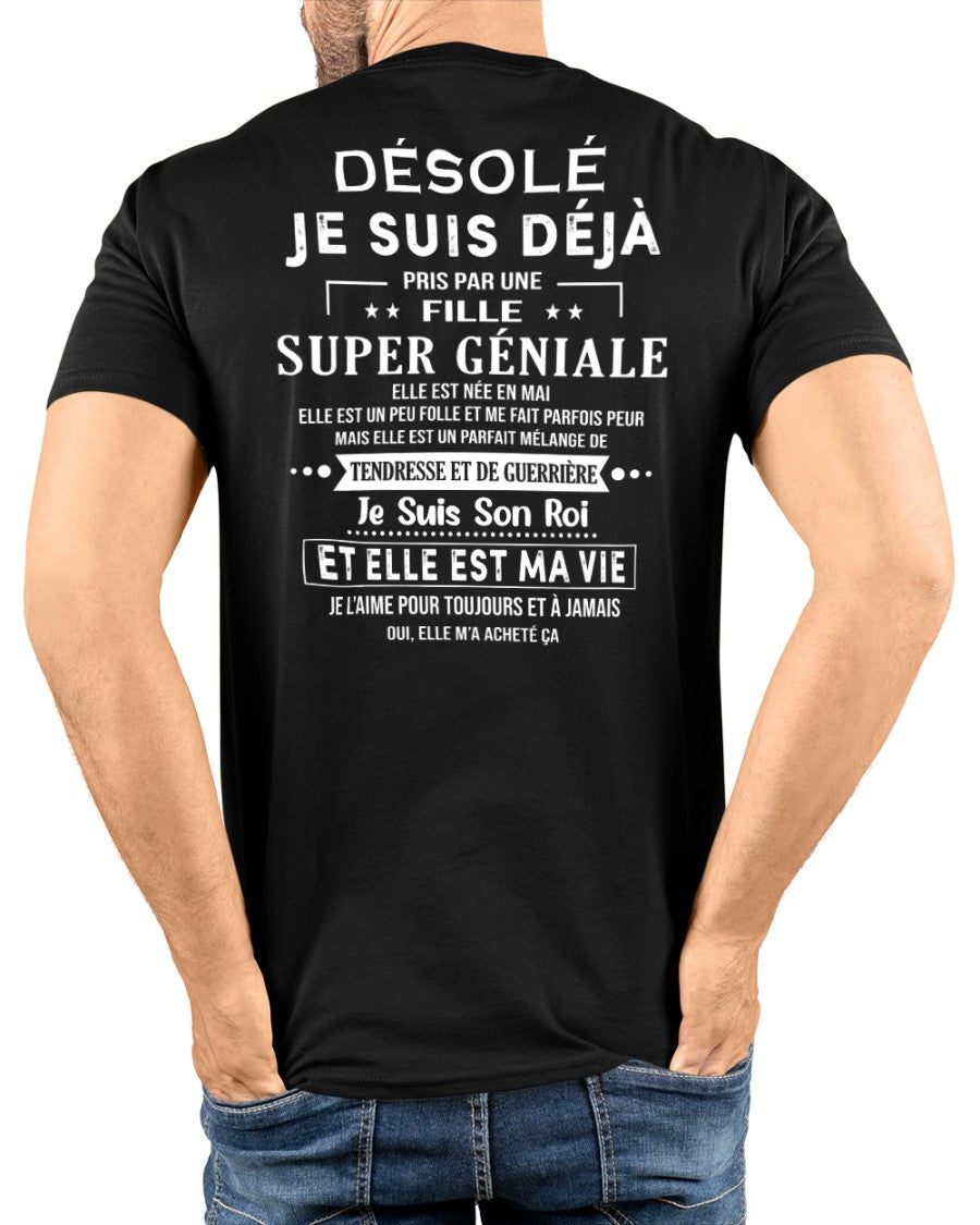 Désolé les filles, je suis déjà pris - Ma copine est folle et adorable - Cadeau spécial pour votre petit ami ou mari - (SKU04-111-05) - SUN05