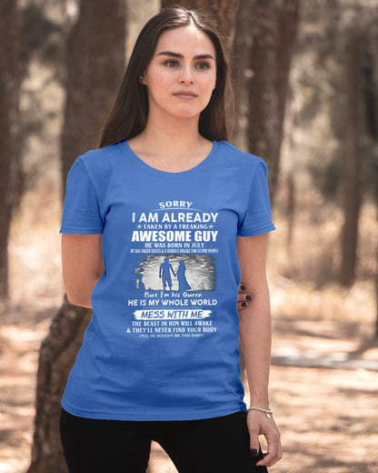 July - Funny Gift T-Shirt for Girlfriend or Wife - Anniversary, Birthday & Holiday Present from Boyfriend or Husband (SKU11-50-07) - SUN07