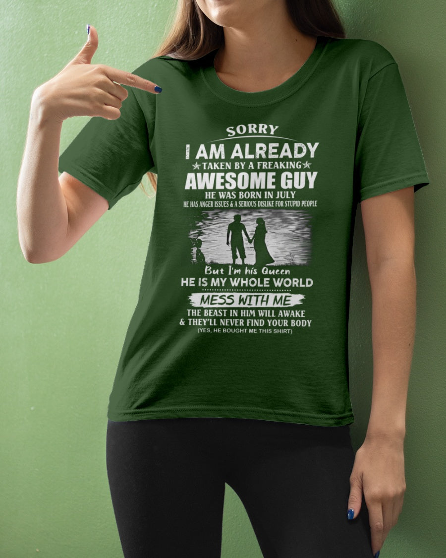 July - Funny Gift T-Shirt for Girlfriend or Wife - Anniversary, Birthday & Holiday Present from Boyfriend or Husband (SKU11-50-07) - SUN07