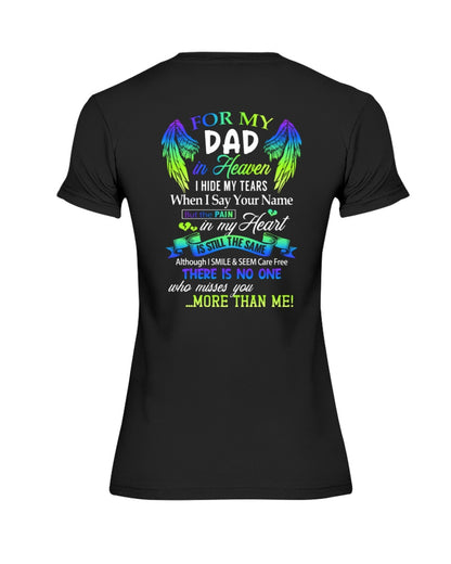 Personalized Memorial T-Shirt for Dad in Heaven - In Loving Memory Shirt, Miss You Dad Gift (SKUDAD) SUN00
