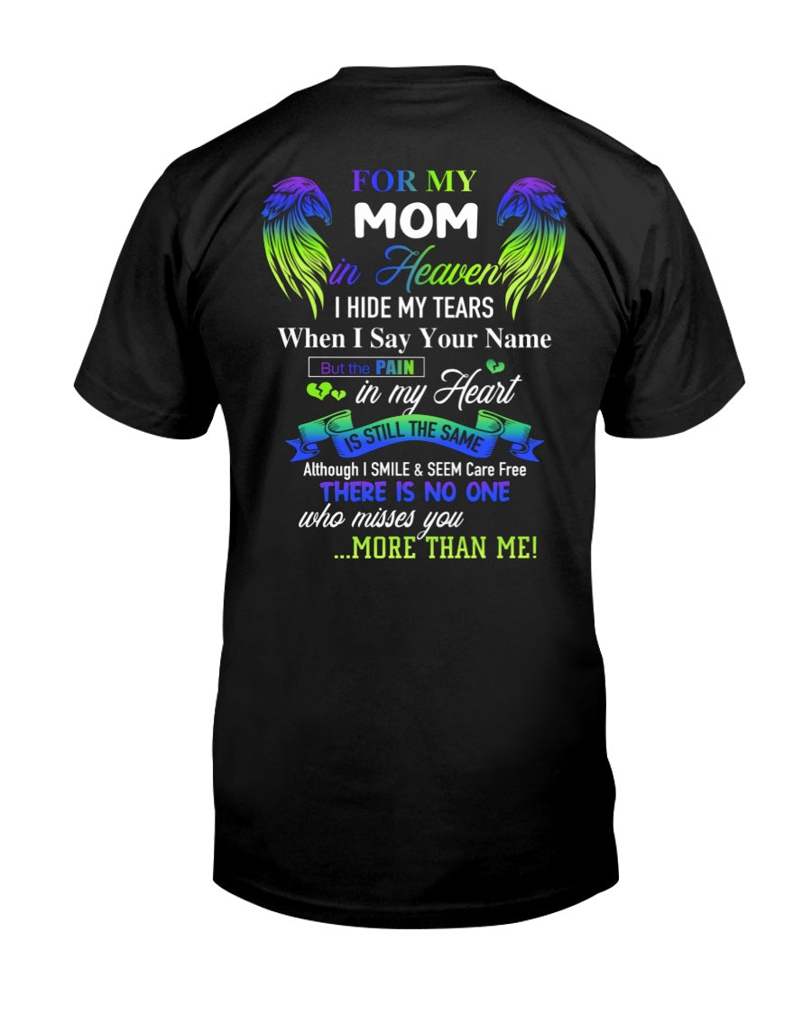 Personalized Memorial T-Shirt for Mom in Heaven - In Loving Memory Shirt, Miss You Mom Gift (SKUMOM) SUN00