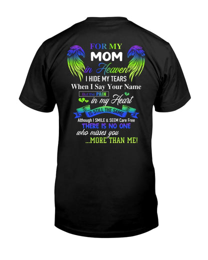 Personalized Memorial T-Shirt for Mom in Heaven - In Loving Memory Shirt, Miss You Mom Gift (SKUMOM) SUN00