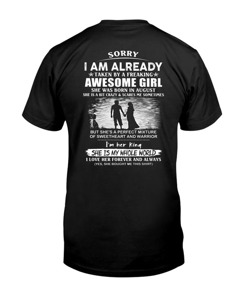 August - Funny Boyfriend, Husband T-Shirt - Perfect Gift from Girlfriend, Wife for Anniversary or Birthday (SKU11-08-08)