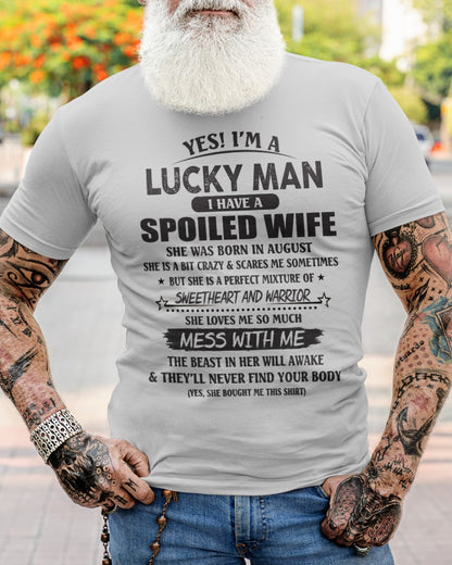 August - Yes! I'm a Lucky Man - Perfect gift for your husband - SUN08 (SKU-LK.MAN-08)