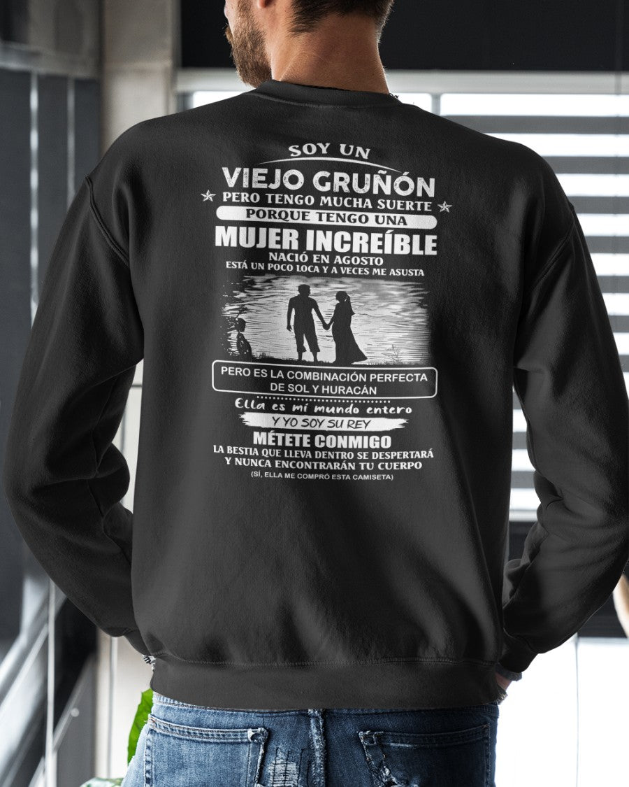Camiseta Hombre Viejo Gruñón Regalo Para Esposo O Novio - Mujer Increíble Nacida En Agosto (SKU2604-270-08) - SUN08