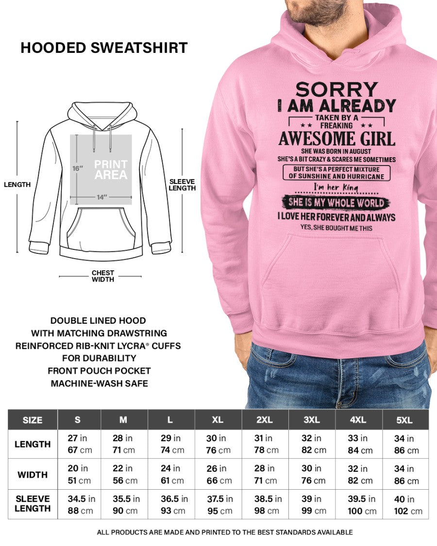 Sorry Girls, I’m Taken - My Girl is Crazy & Cute - Perfect gift for your boyfriend, husband - (SKU.SS-08) - SUN08