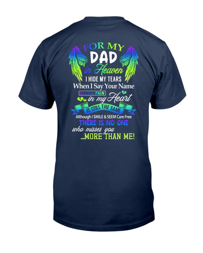 Personalized Memorial T-Shirt for Dad in Heaven - In Loving Memory Shirt, Miss You Dad Gift (SKUDAD) SUN00
