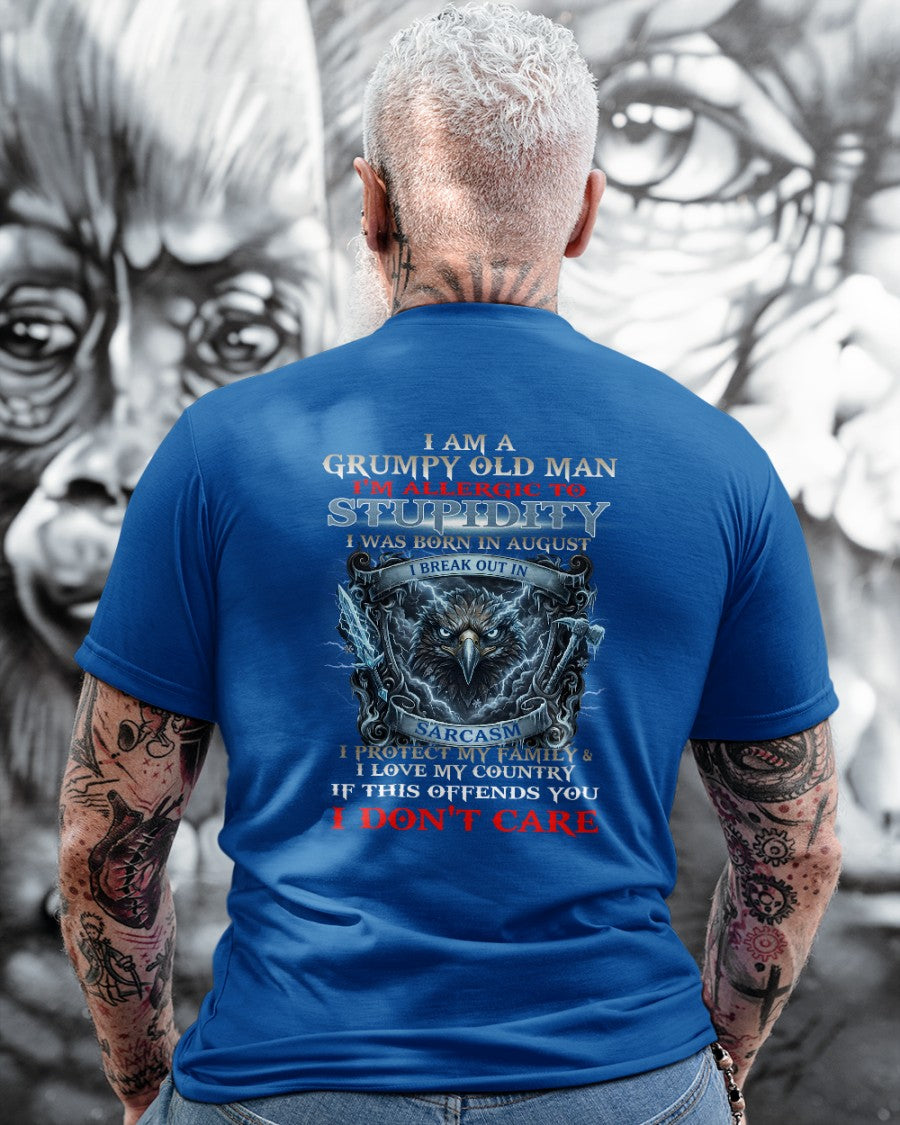 Grumpy Old August Man Shirt - I'm Allergic To Stupidity Funny Sarcasm Tee (SKU2604-226-08) - SUN08