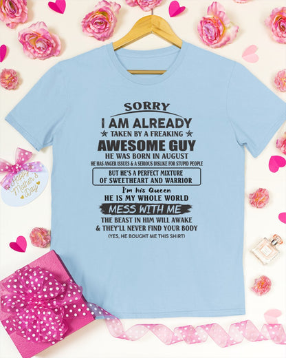 August - Awesome guy born in August - Perfect gift for your girlfriend or wife (SKU12-38-08)