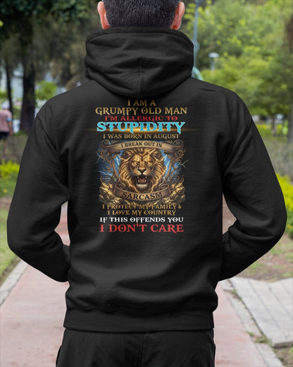 Grumpy Old August Man Shirt - I'm Allergic To Stupidity Funny Sarcasm Tee (SKU2604-224-08) - SUN08