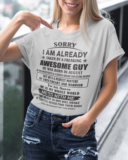 August - Awesome guy born in August - Perfect gift for your girlfriend or wife (SKU12-38-08)