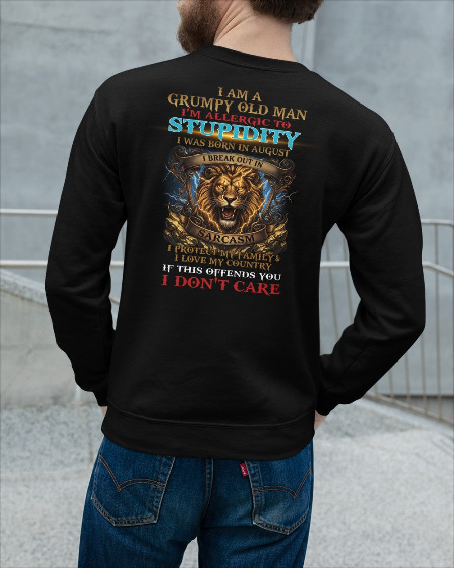 Grumpy Old August Man Shirt - I'm Allergic To Stupidity Funny Sarcasm Tee (SKU2604-224-08) - SUN08