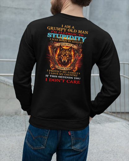 Grumpy Old August Man Shirt - I'm Allergic To Stupidity Funny Sarcasm Tee (SKU2604-228-08) - SUN08