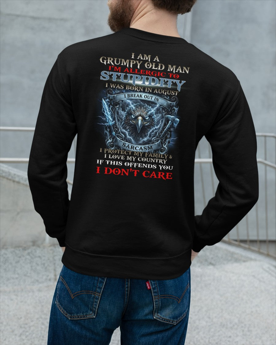 Grumpy Old August Man Shirt - I'm Allergic To Stupidity Funny Sarcasm Tee (SKU2604-226-08) - SUN08