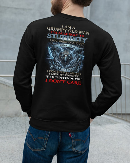 Grumpy Old August Man Shirt - I'm Allergic To Stupidity Funny Sarcasm Tee (SKU2604-226-08) - SUN08