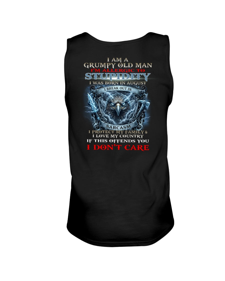 Grumpy Old August Man Shirt - I'm Allergic To Stupidity Funny Sarcasm Tee (SKU2604-226-08) - SUN08