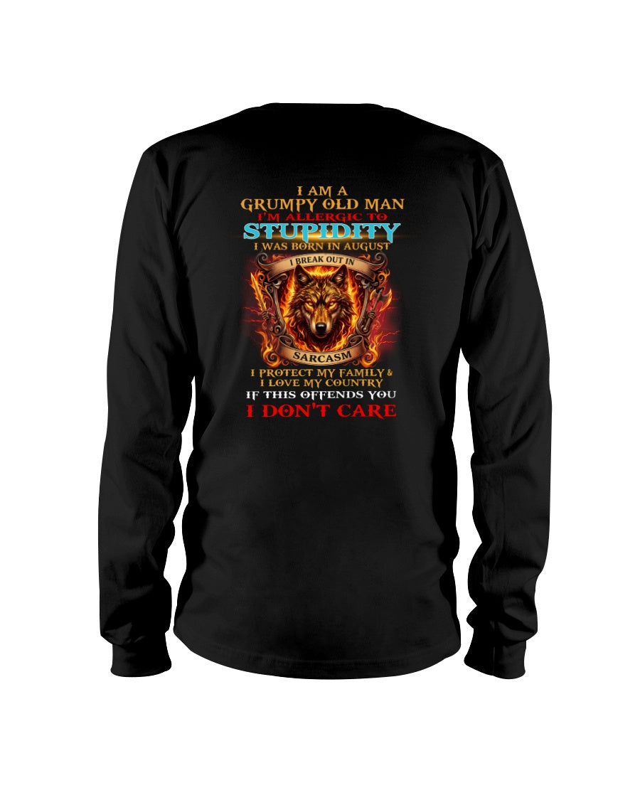 Grumpy Old August Man Shirt - I'm Allergic To Stupidity Funny Sarcasm Tee (SKU2604-228-08) - SUN08