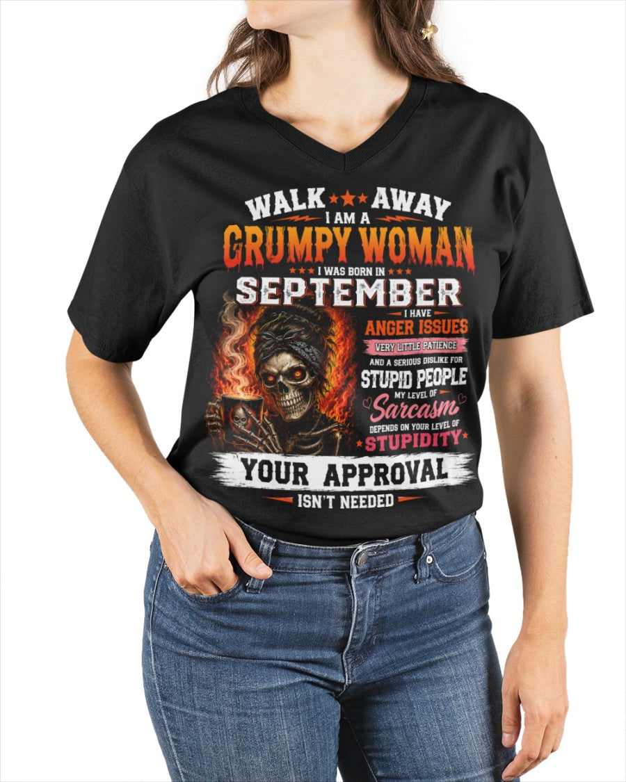 I Am A Grumpy Woman Born In September - Funny Sarcastic Women's Shirt (SKU2608-153-09) SUN09