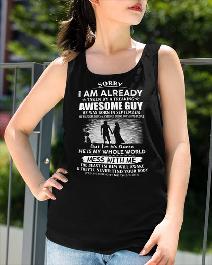 September - Funny Gift T-Shirt for Girlfriend or Wife - Anniversary, Birthday & Holiday Present from Boyfriend or Husband (SKU11-50-09) - SUN09