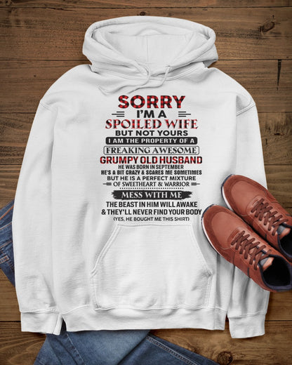 Sorry, I'm a Spoiled Wife - I have an awesome Husband - Perfect gift for your wife - (SKU04-75-09) - SUN09