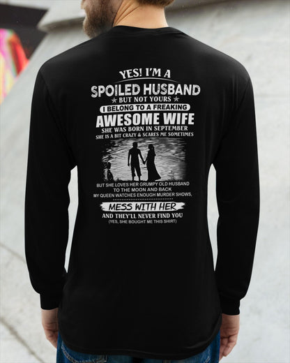 September - Yes, I'm a Spoiled Husband - A Perfect Gift from Wife for Anniversary, Birthday, and Valentine’s Day (SKU2602-63-09) - SUN09