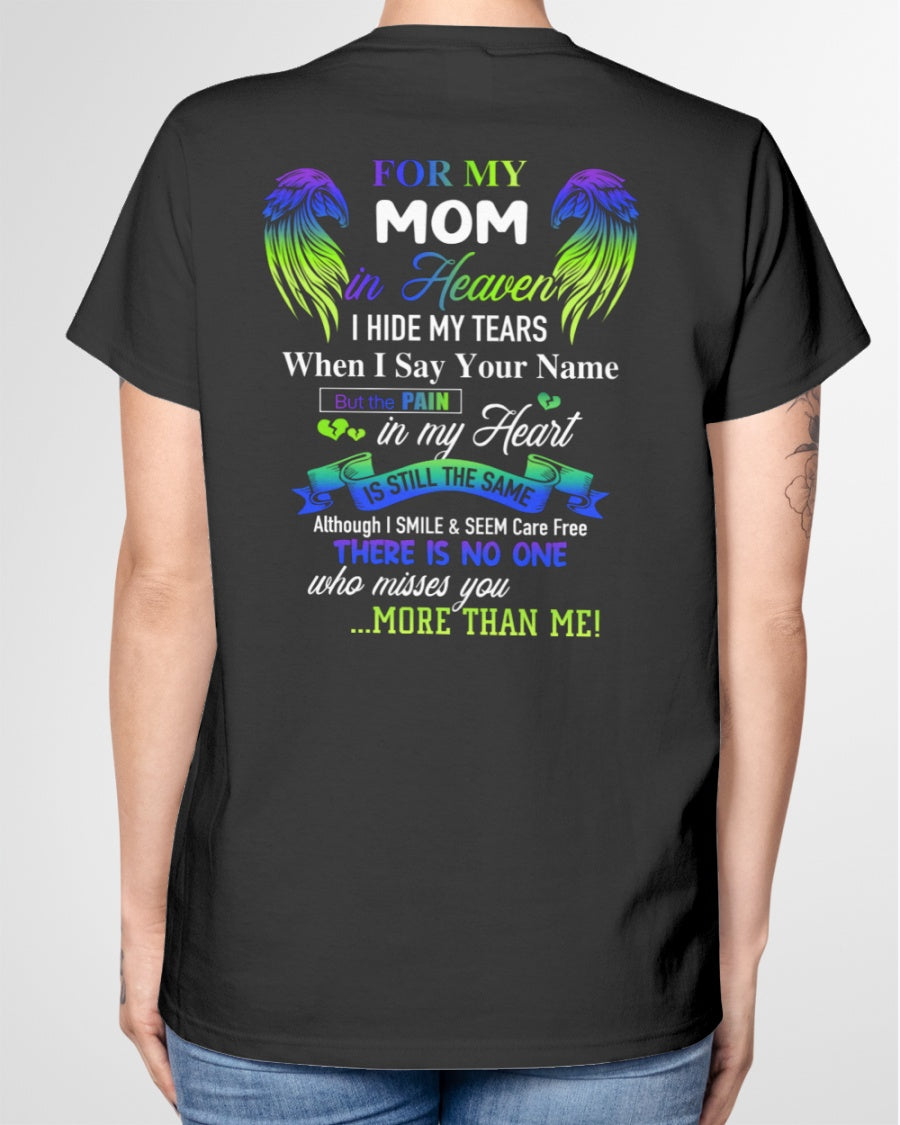 Personalized Memorial T-Shirt for Mom in Heaven - In Loving Memory Shirt, Miss You Mom Gift (SKUMOM) SUN00