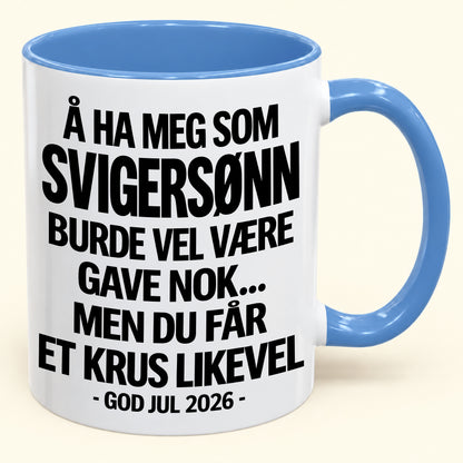 Å Ha Meg Som SVIGERSØNN Er Gave Nok – Morsomt Tofarget Kaffekrus – Julegave 2026 (SKU2610-423) MUGNO
