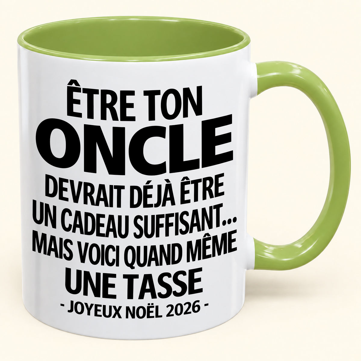 Être ton oncle est déjà un cadeau suffisant – Mug bicolore humoristique – Cadeau de Noël 2026 (SKU2610-157)
