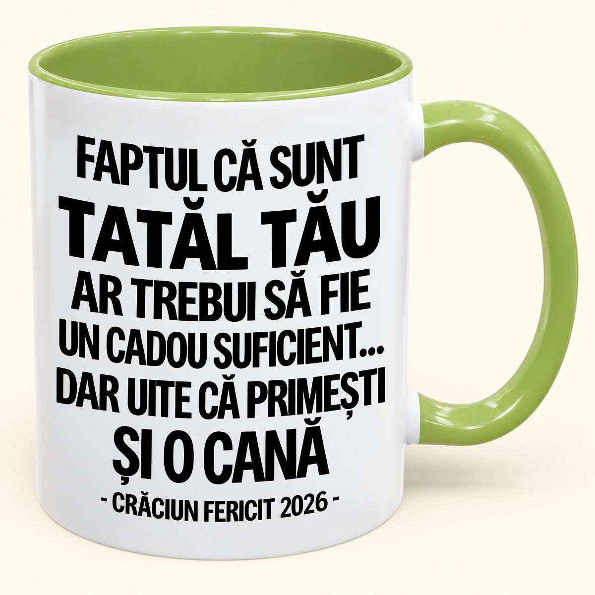 Să Fiu Tatăl Tău Este Deja Un Cadou Suficient – Cană Bicoloră Amuzantă – Cadou de Crăciun 2026 (SKU2610-434) MUGRO
