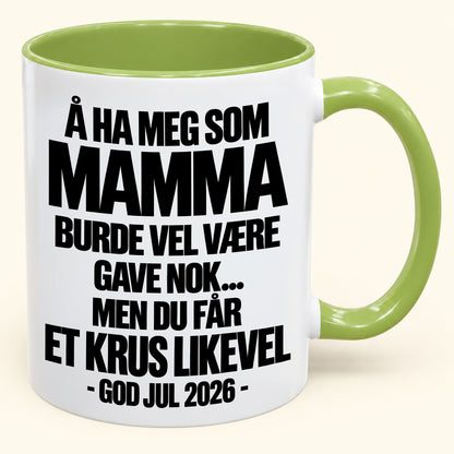Å Ha Meg Som Mamma Er Gave Nok – Morsomt Tofarget Kaffekrus – Julegave 2026 (SKU2610-342) MUGNO