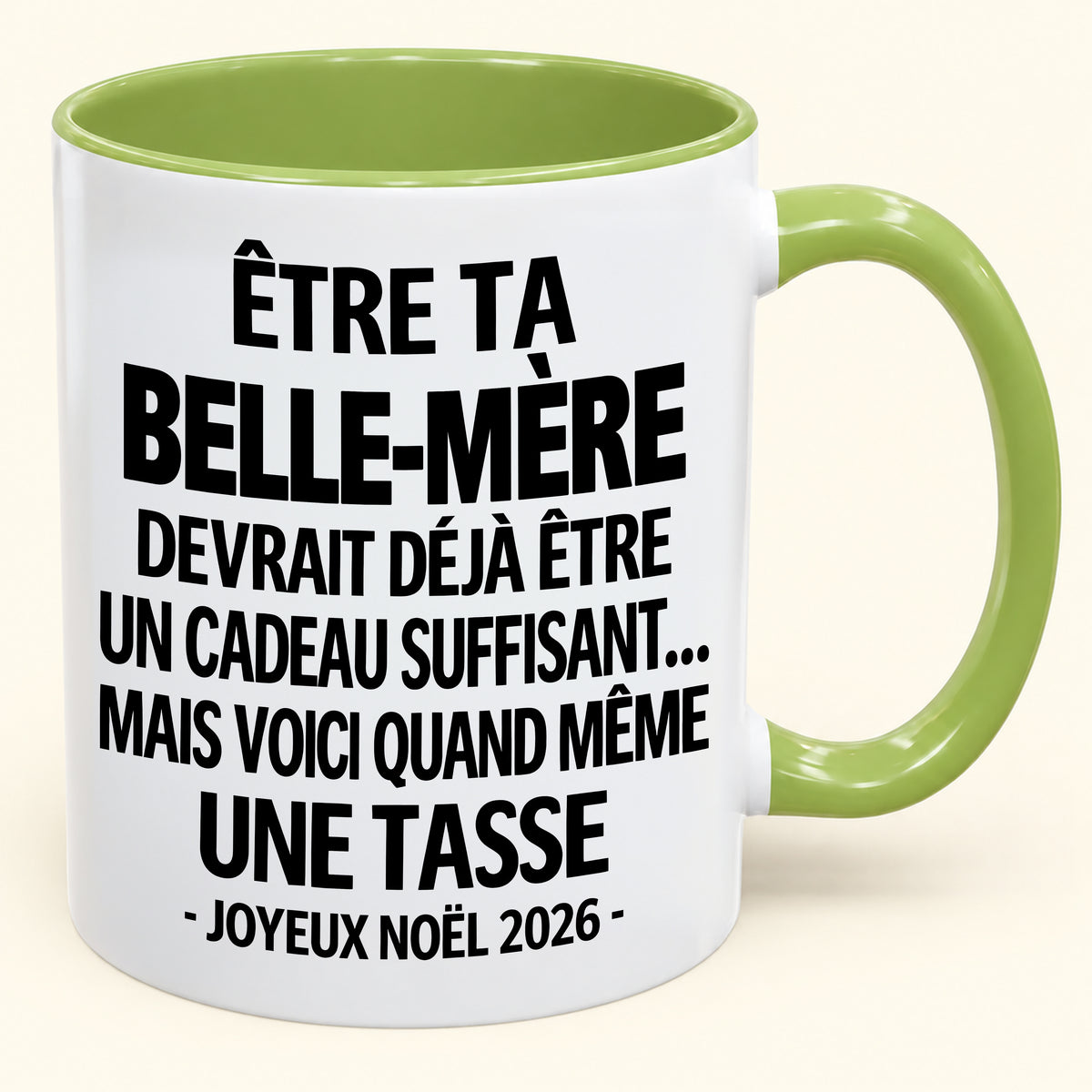 Être ta BELLE-MÈRE est déjà un cadeau suffisant – Mug bicolore humoristique – Cadeau de Noël 2026 (SKU2610-228) MUGFR
