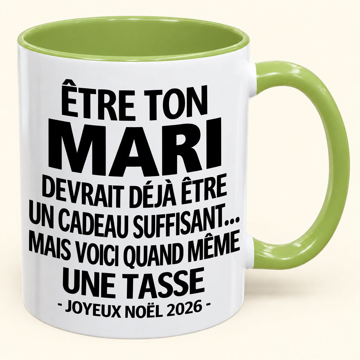 Être ton mari est déjà un cadeau suffisant – Mug bicolore humoristique – Cadeau de Noël 2026 (SKU2610-199) MUGFR