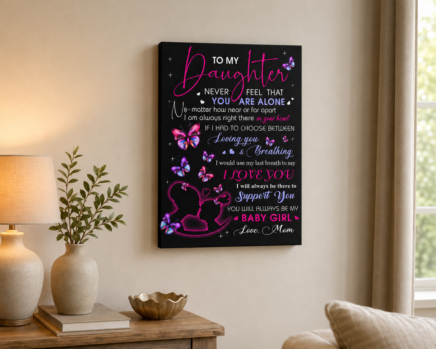 To My Daughter - Premium Canvas Wall Art From Mom - SUN00 (SKU2607-120)