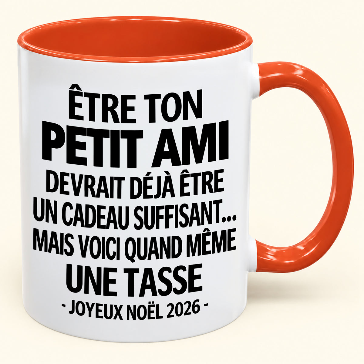 Être ton petit ami est déjà un cadeau suffisant – Mug bicolore humoristique – Cadeau de Noël 2026 (SKU2610-268) MUGFR