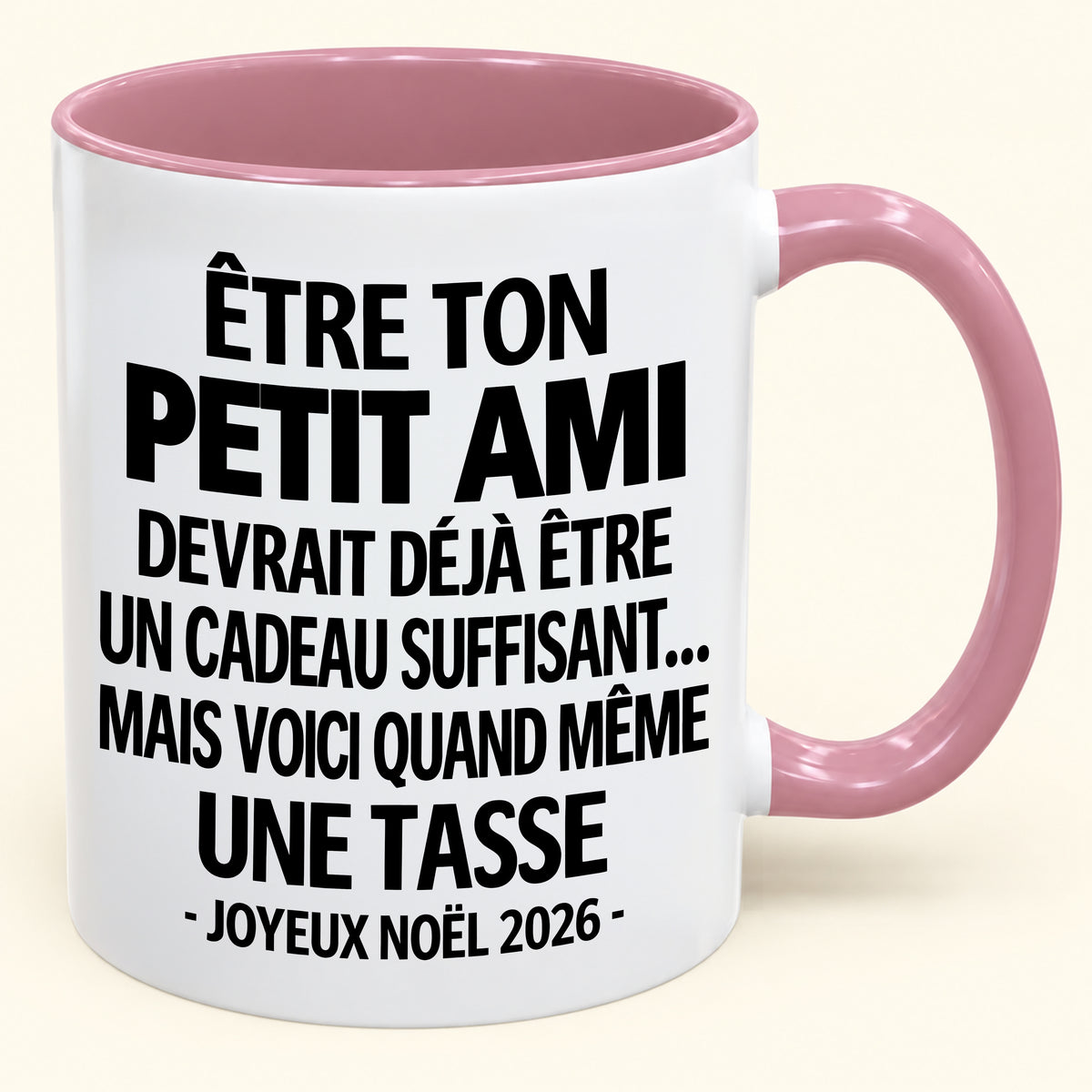 Être ton petit ami est déjà un cadeau suffisant – Mug bicolore humoristique – Cadeau de Noël 2026 (SKU2610-268) MUGFR