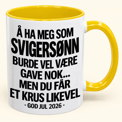 Å Ha Meg Som SVIGERSØNN Er Gave Nok – Morsomt Tofarget Kaffekrus – Julegave 2026 (SKU2610-423) MUGNO